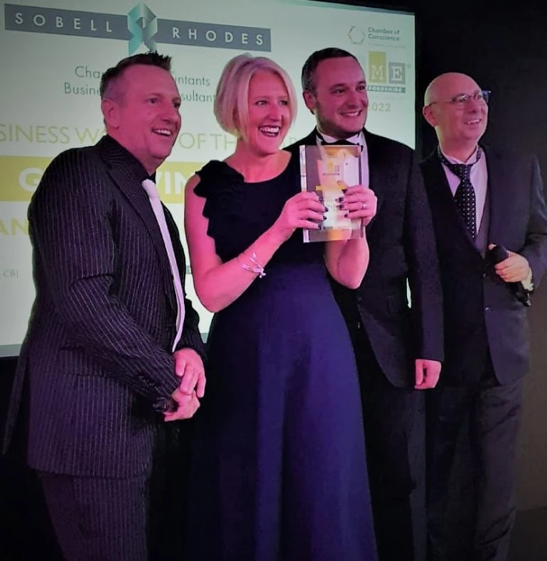 Yvanne accepting the Businesswoman of the Year award