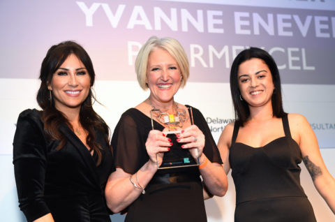 Yvanne Enever, CEO, receiving businesswoman of the year award
