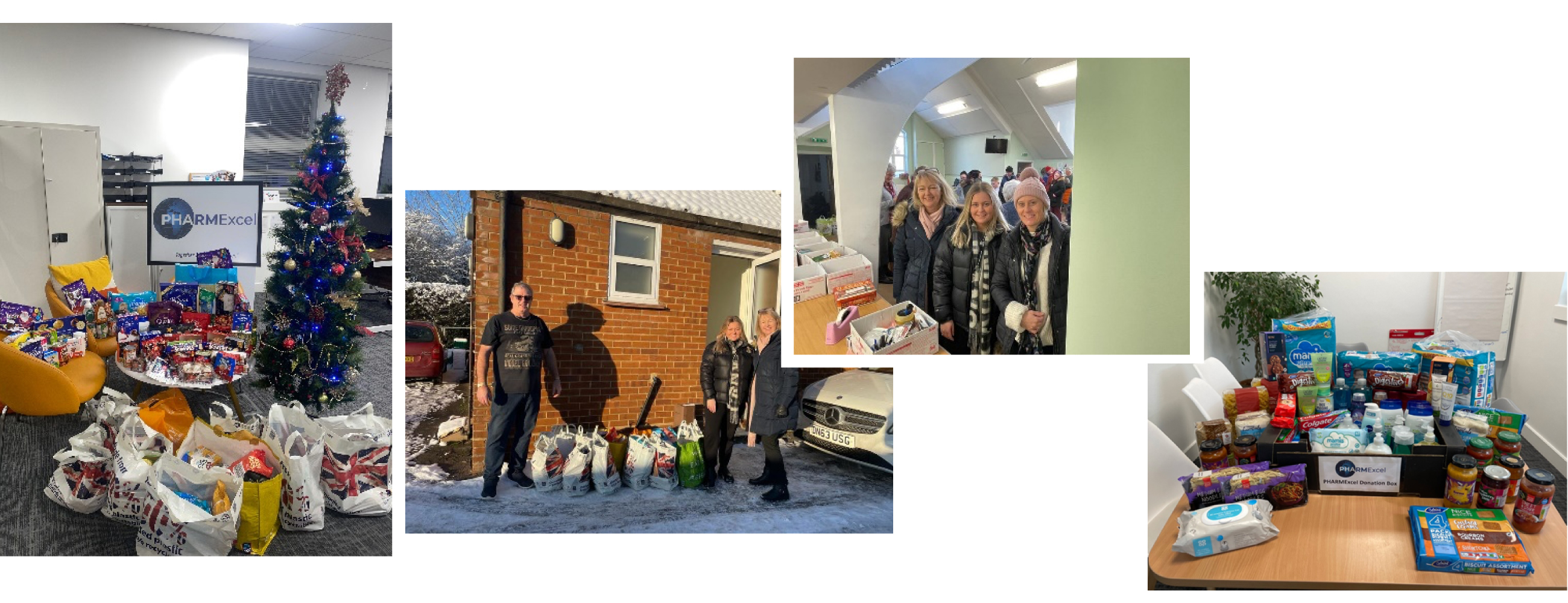 Montage of images of PHARMExcel team supporting a local foodbank