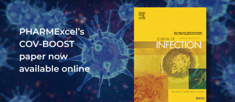Journal of infection cover on a Covid cell background