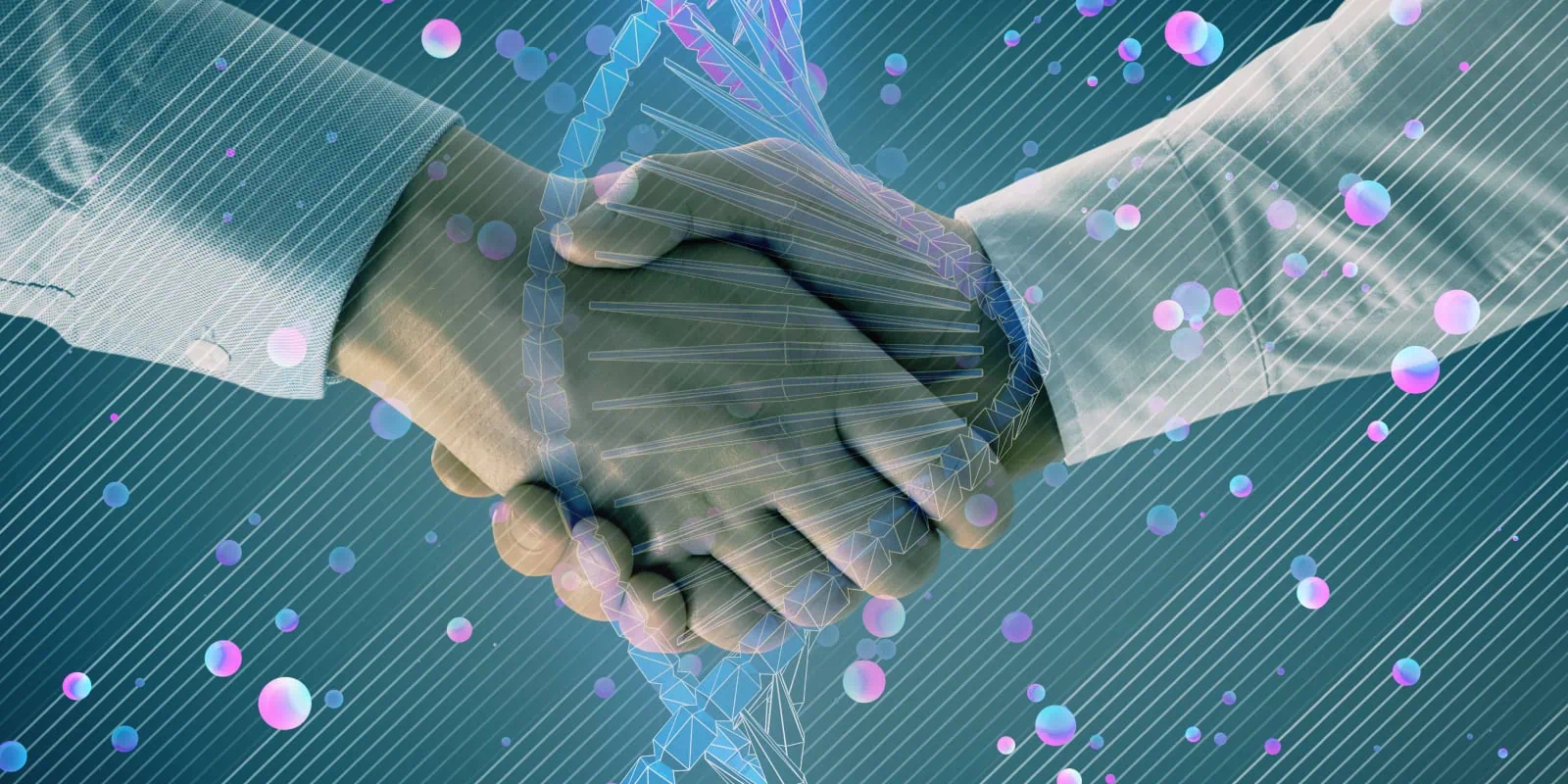 DNA hologram with handshake overlayed