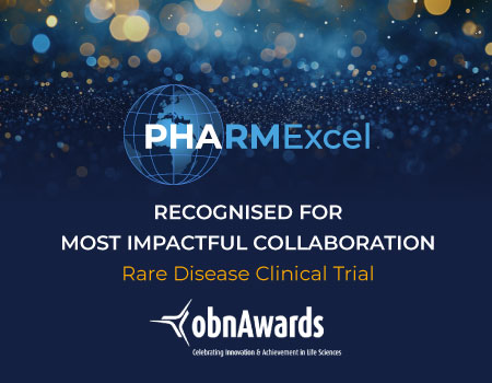 View PHARMExcel and Axovia Therapeutics proudly celebrate recognition at the OBN Awards for Most Impactful CRO–Sponsor Collaboration.